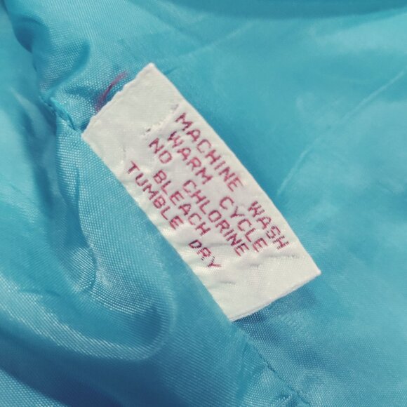 Cassidy Puff Sleeve Ruffle Twee Vintage 80s Tweed Office Blazer Turquoise US 8 - Picture 8 of 11